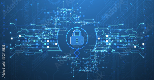 Data security Illustrates cyber data or information privacy idea. Color abstract  technology background.