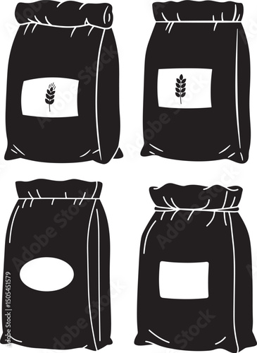 Bag of Flour Icon Silhouette Vector Illustration