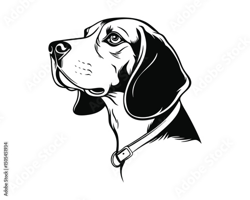 Elegant Beagle Dog Portrait in Black and White Vector Illustration