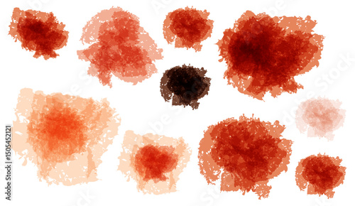 Watercolor Splash Set in Red and Brown Tones: Artistic Vector Illustration for Graphic Design Projects, Isolated on White Background to create amazing designs and templates