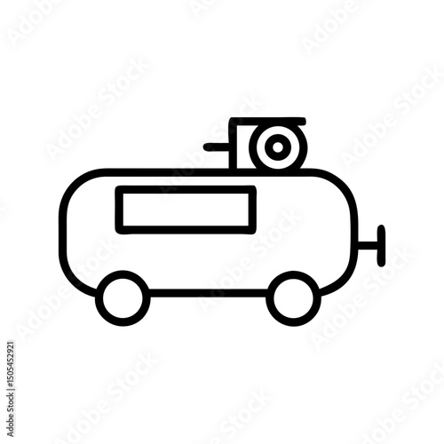 Air compressor icon in simple vector linear design  