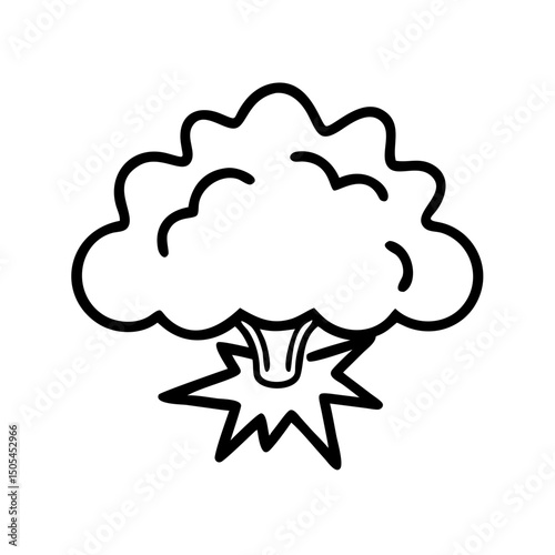 Simple vector linear icon of an explosion with cloud and blast  