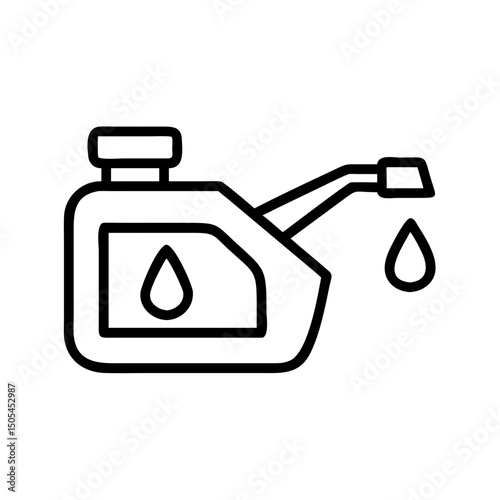 Oil change can icon with drops in simple vector linear design  