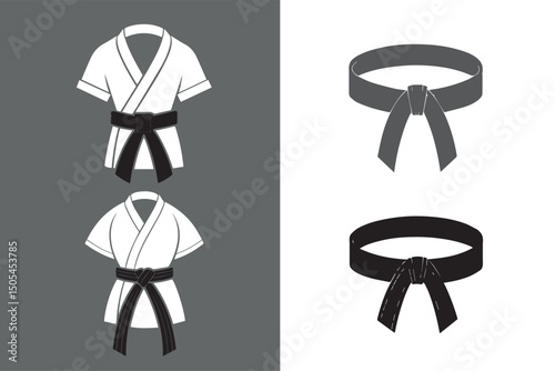 Judo Belt icon silhouette Vector Illustration