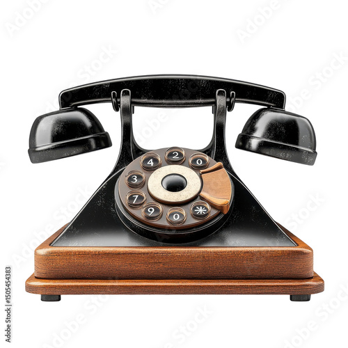 An antique rotary telephone whispering tales of yesterday with vintage on transparent background
