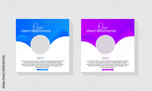  Professional flat color testimonial and client feedback template design for social media post