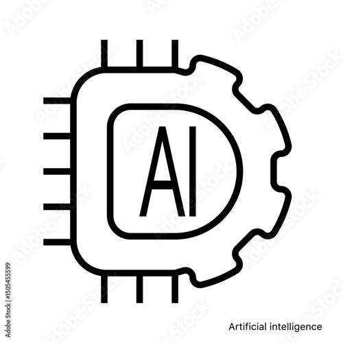 Artificial intelligence AI processor setting vector icon web site, logo, social media. vector