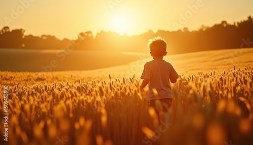 silhouette of a boy in a field