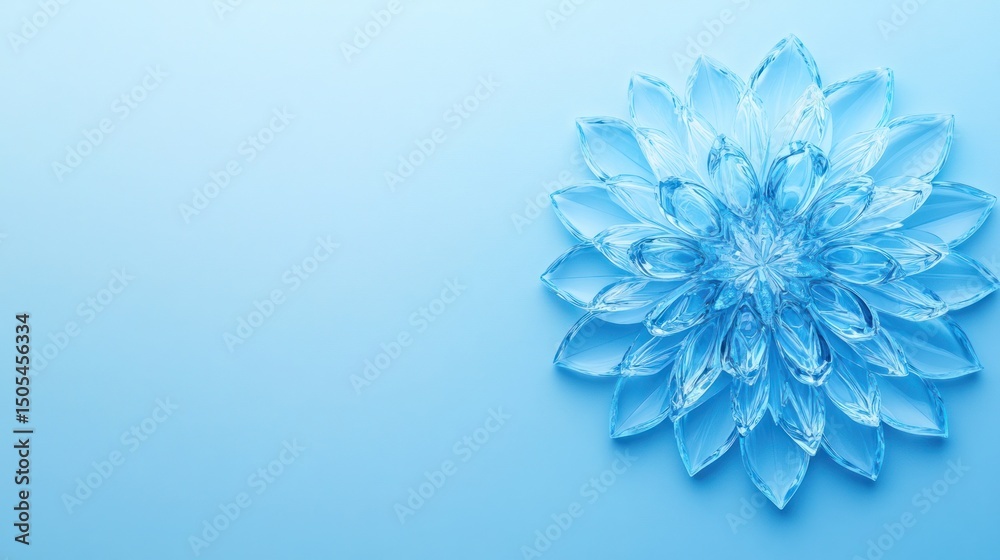 Obraz premium Translucent floral composition with blue gradients and delicate crystal design