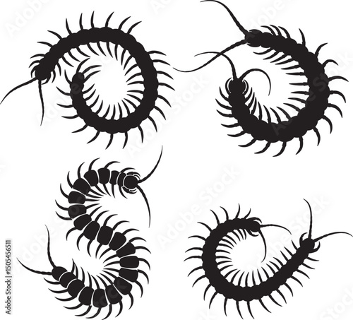 Centipede Symbol Icon Silhouette Vector Illustration