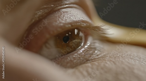Intense Macro Close-Up of a Brown Human Eye with Visible Iris and Delicate Eyelashes Detail