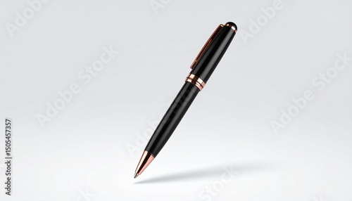 pen, isolated, white, background, flying, black, matte, metallic, pink, golden, object, stationery, luxury, office, writing, tool, business, elegant, modern, design, minimalist, clean, studio, product
