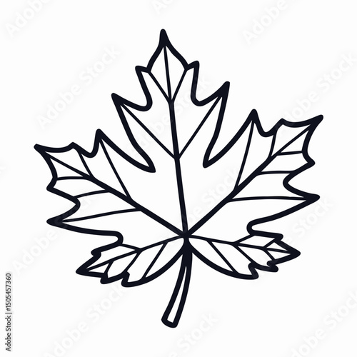 Simple Line Drawing of a Maple Leaf