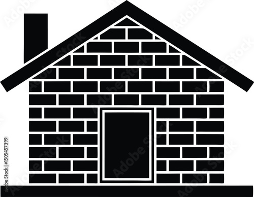 Brick wall home silhouette, Brick forming house silhouette illustration vector