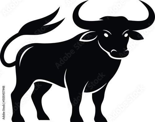 Bull silhouette, monochrome logo, symbol, Bull logo icon vector design