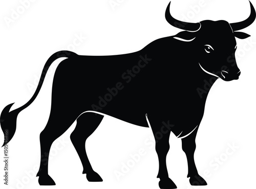 Bull silhouette, monochrome logo, symbol, Bull logo icon vector design