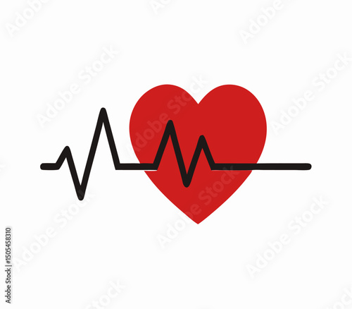 Red Heart with Heartbeat Line - Health Icon
