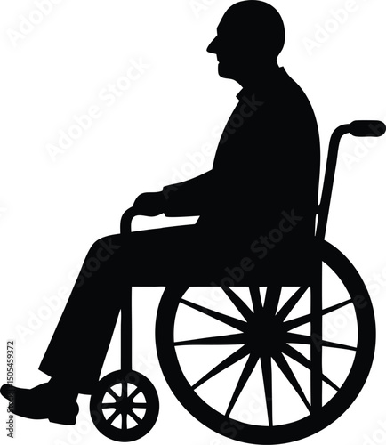 A Man in wheelchair racing with speed motion lines vector silhouette, a person in a wheelchair silhouette vector design