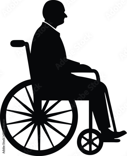 A Man in wheelchair racing with speed motion lines vector silhouette, a person in a wheelchair silhouette vector design