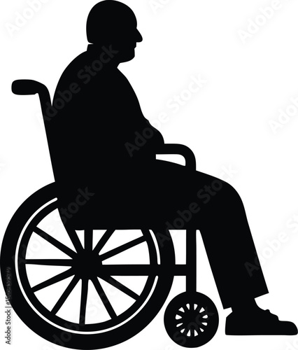 A Man in wheelchair racing with speed motion lines vector silhouette, a person in a wheelchair silhouette vector design