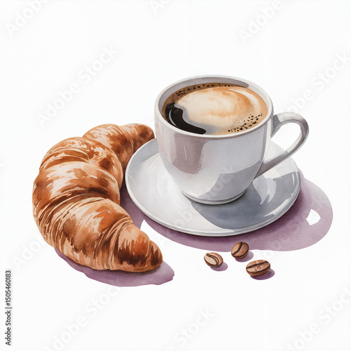 coffee and croissant, Ai generated 