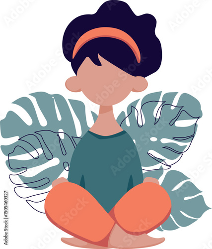Girl with plants rest illustration