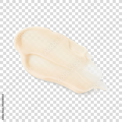 Beige cream smear shampoo, hair conditioner, shower gel or soap skincare product texture close-up realistic vector illustration, isolated