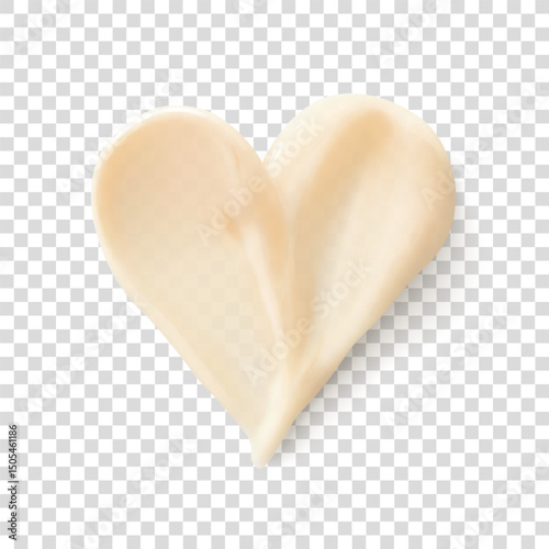 Beige cream hair conditioner texture heart shape isolated realistic vector illustration