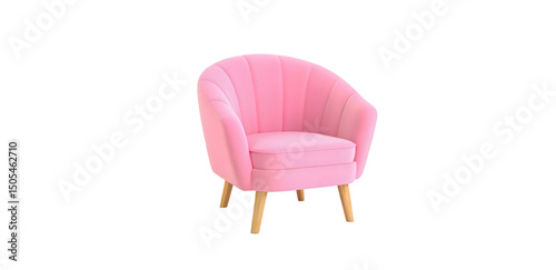 Elegant Pink Velvet Shell Chair: Modern Accent Furniture Stylish & Comfortable Upholstered Armchair for Home Decor