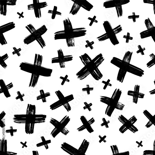 Seamless pattern with hand drawn cross symbols