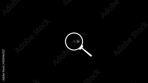 Animated of magnify glass with loading icon on background