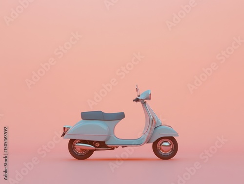 Pastel Vespa on Peach Backdrop: A Stylish Vehicle in a Dreamy Setting