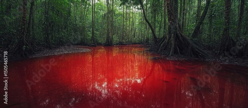 Red River in Green Forest Landscape