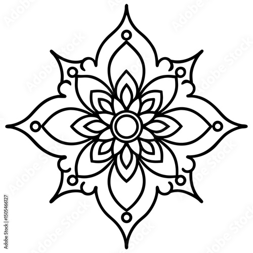 Henna-Inspired Damask Icon with Floral Mandala Fusion