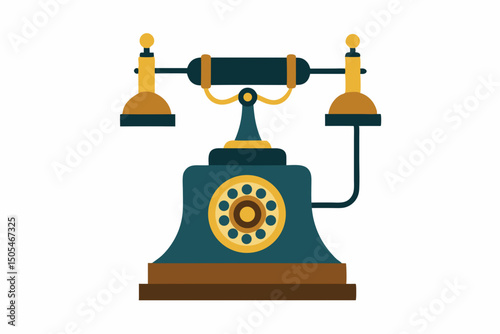 retro telephone on white background