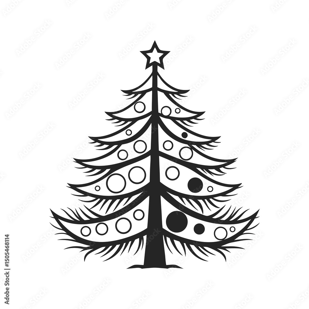 Fototapeta premium Christmas Minimalist Silhouette Vector in Black