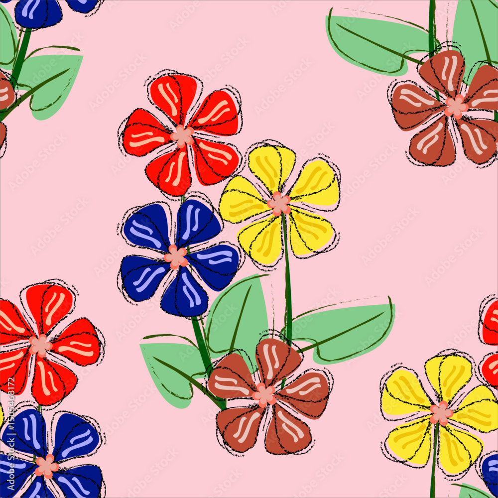 Obraz premium Vector - abstract flowers bouquet seamless pattern.
