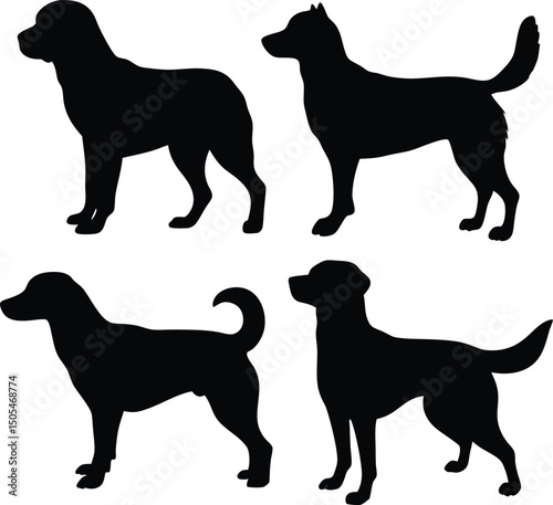 "Dog Silhouette Vector Set – Pet Outline Clipart for Designers"