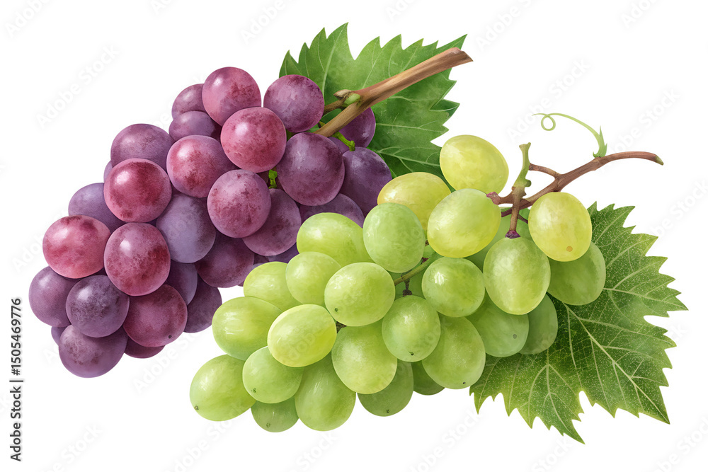 Fototapeta premium bunch of grapes isolated on transparent white background