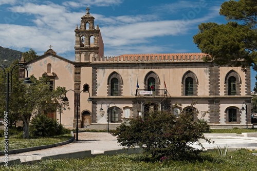 Church of Saint Antonio di Padova and Municipal Offices in Lipari town, Lipari island. Aeolian (Lipari) islands. Italy. Europe.
