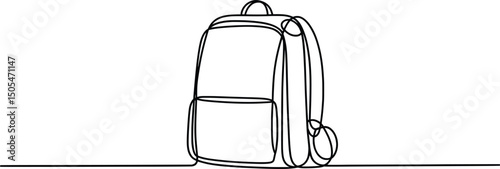 Minimalist Line Art Backpack Illustration, Simple Continuous Drawing.