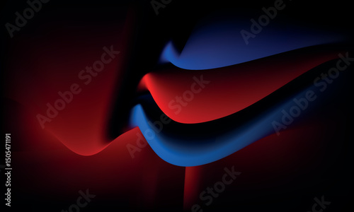 Abstract Blue and Red Light Waves on Dark Background – Futuristic Digital Flow
