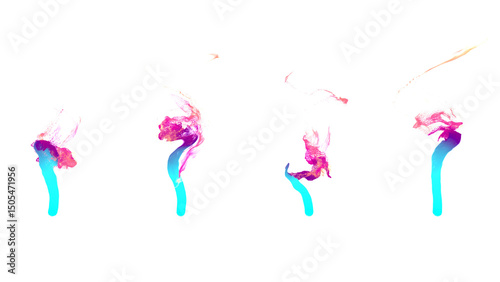 Set of abstract colorful flame shapes with transparency