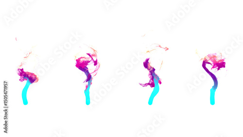 Set of abstract colorful flame shapes with transparency