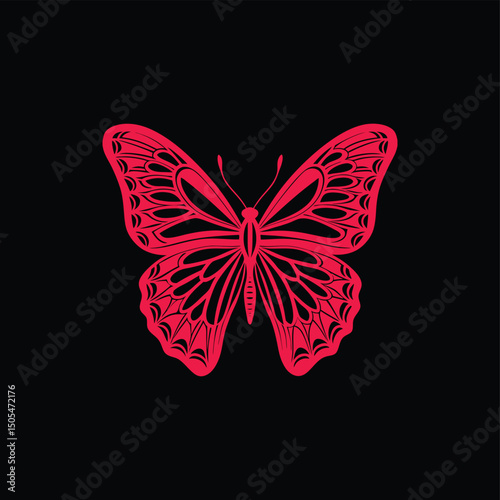 Stylized Butterfly Outline with Fill Pattern