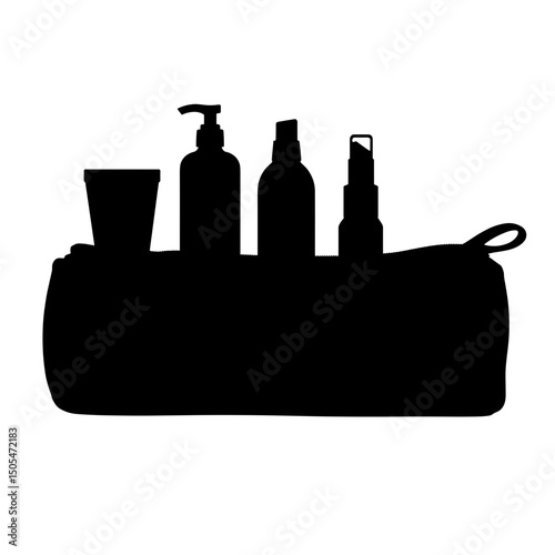 Silhouette of reusable toiletry kit – eco-friendly grooming and travel hygiene