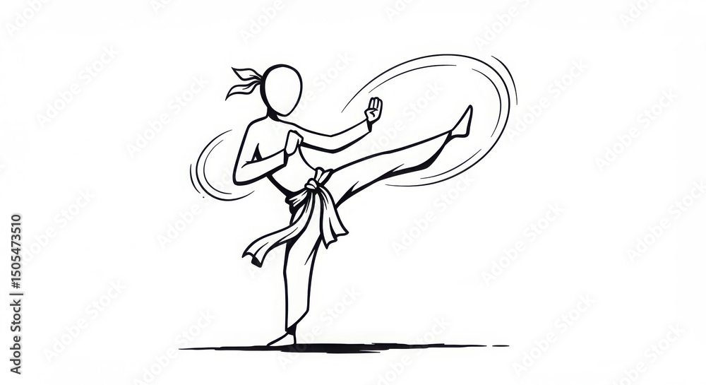 Fototapeta premium Dynamic Martial Arts Figure in a Powerful Kick