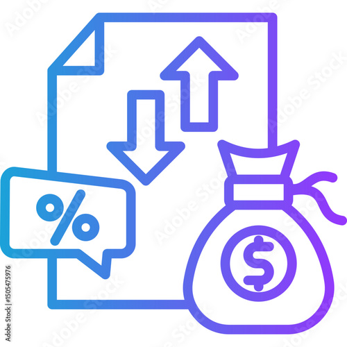 Profit And Loss line gradient icon