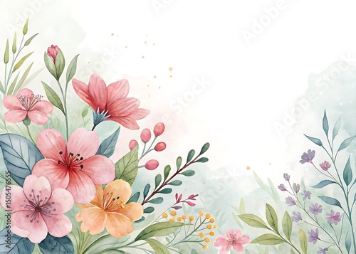 Watercolor Floral Arrangement with Soft Pastel Colors for Elegant Designs