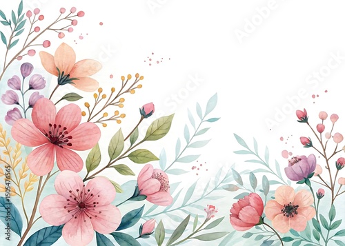 Elegant floral arrangement watercolor painting for cards and invitations design idea
